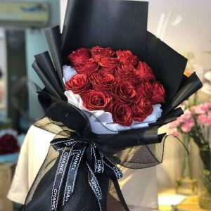 Bó hồng sáp kim tuyến 15 bông