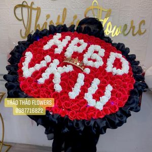 hoa sáp thơm 200 bông chữ Happybirthday