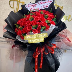 Hoa sáp thơm 50 bông đỏ