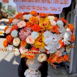 Bình Hoa lụa mix hoa sáp cao cấp 03